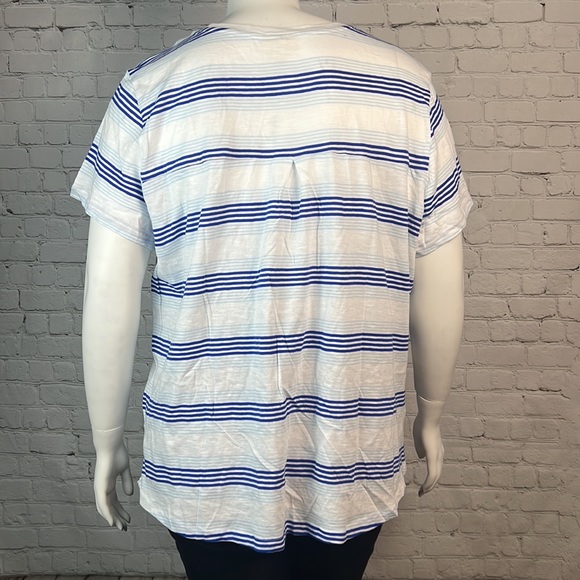 Style & Co Blue & White Stripe Short Sleeve Shirt Top Plus Size 3X - Picture 3 of 5